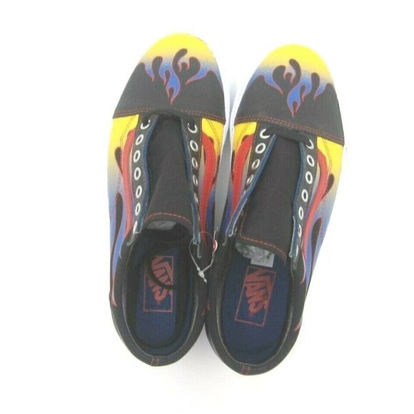 New Vans Old Skool Front Toe Blue/Yellow Flame Classic Skate Shoe Sz 9.5US(Z57) - Picture 7 of 8